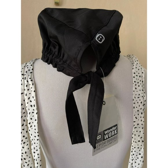 Wonder Work Stretch Comfort Professional Work Scrub Hat/Cap & Black/White Polka - Picture 4 of 11